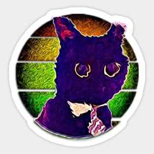 Black Business Cat Kitten With Yellow Tie With Yellow Tie Sticker